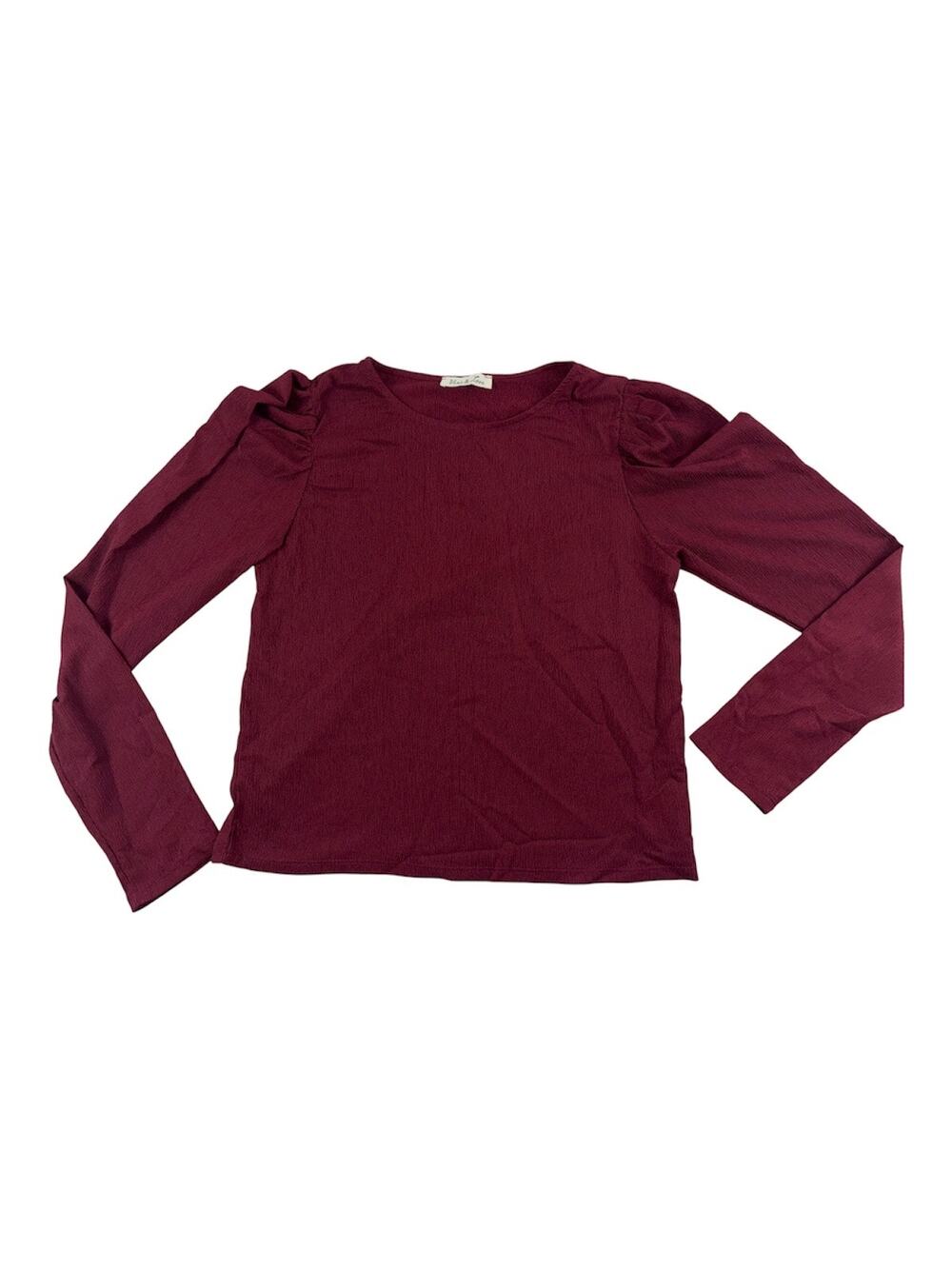 Vine & Love Burgundy Puff Shoulder Top Size L